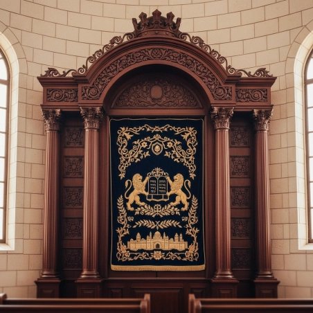 Exquisite Hand-Carved Mahogany Aron Kodesh from Mulyoharjo Furniture Indonesia