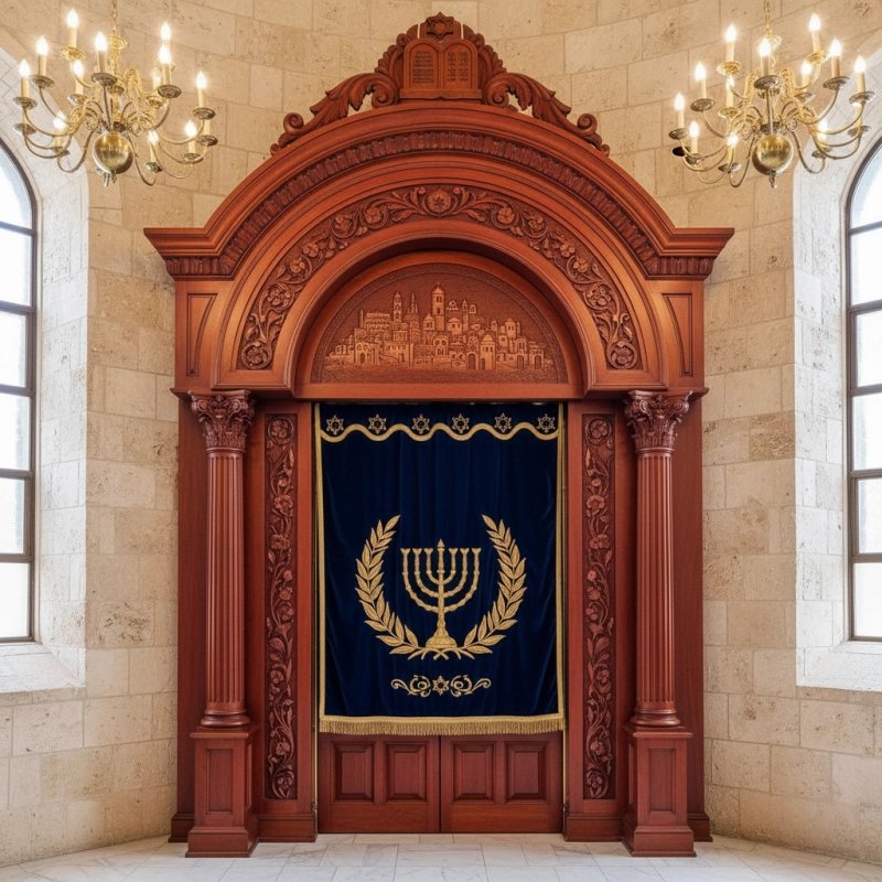 Magnificent Mulyoharjo Handcarved Mahogany Wood Aron Kodesh Torah Ark