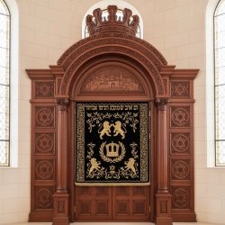 Exquisite Hand-Carved Mahogany Aron Kodesh Torah Ark by Mulyoharjo Furniture Indonesia