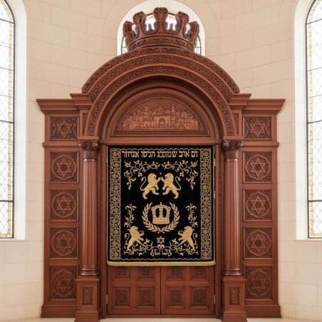 Exquisite Hand-Carved Mahogany Aron Kodesh Torah Ark by Mulyoharjo Furniture Indonesia