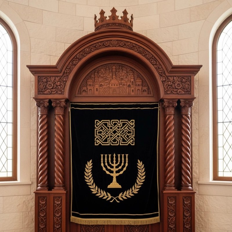 Exquisite Handcrafted Mahogany Aron Kodesh Torah Ark by Mulyoharjo Furniture Indonesia