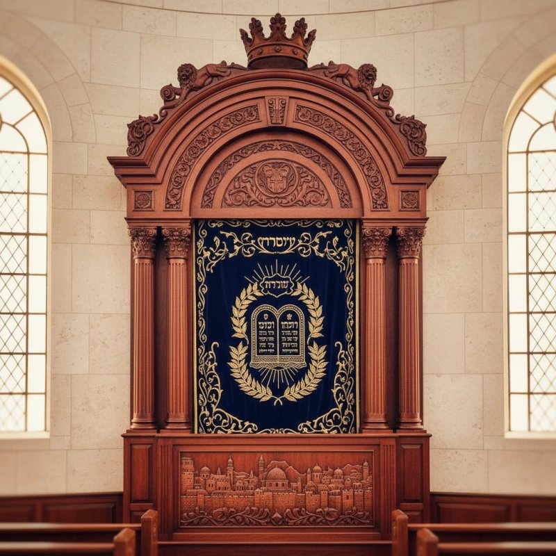 Mulyoharjo Artisanal Mahogany Wood Aron Kodesh a Sacred Testament to Craftsmanship