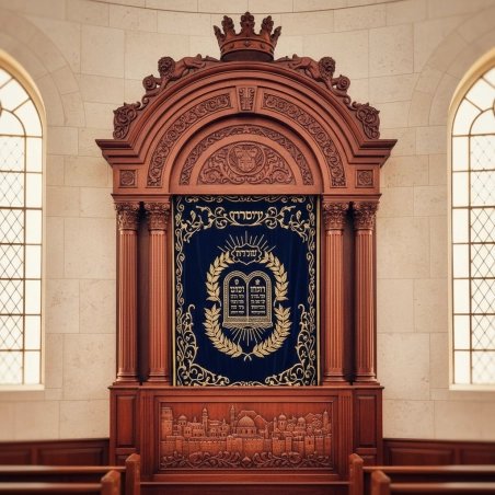 Mulyoharjo Artisanal Mahogany Wood Aron Kodesh a Sacred Testament to Craftsmanship