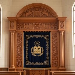 Majestic Hand-Carved Mahogany Wood Aron Kodesh Torah Ark by Mulyoharjo Furniture