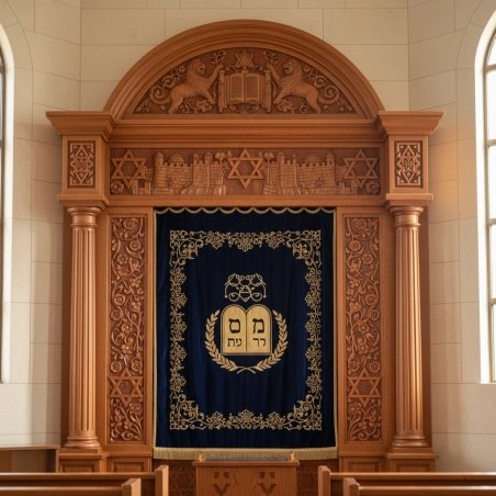 Majestic Hand-Carved Mahogany Wood Aron Kodesh Torah Ark by Mulyoharjo Furniture