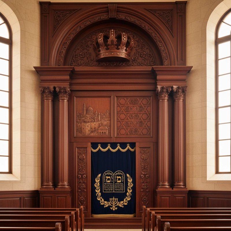 Exquisite Handcrafted Mahogany Wood Aron Kodesh by Mulyoharjo Furniture