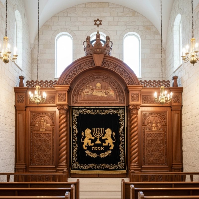 Exquisite Mulyoharjo Mahogany Wood Aron Kodesh Torah Ark Handcrafted Masterpiece