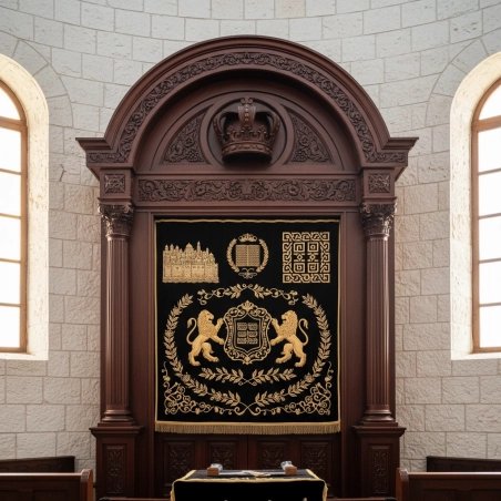Majestic Hand-Carved Mahogany Aron Kodesh Torah Ark by Mulyoharjo Furniture Indonesia