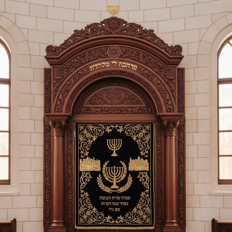 Exquisite Hand-Carved Mahogany Wood Aron Kodesh from Mulyoharjo Furniture a Sacred Masterpiece
