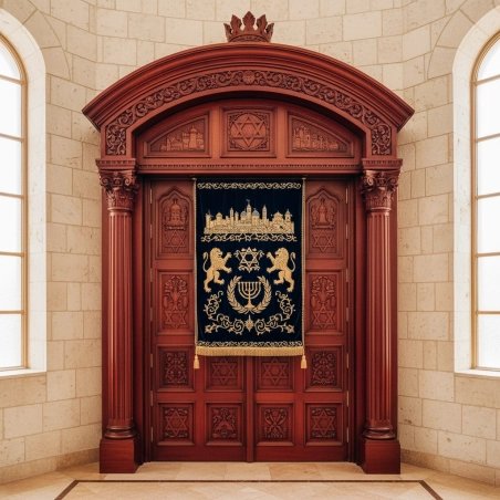 Majestic Hand-Carved Mahogany Aron Kodesh by Mulyoharjo Furniture Indonesia