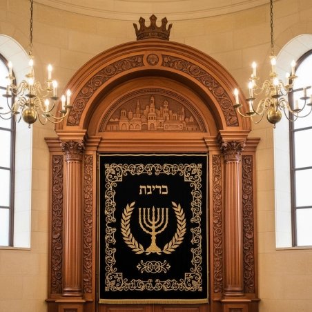 Majestic Hand-Carved Mahogany Aron Kodesh Torah Ark by Mulyoharjo Furniture Indonesia