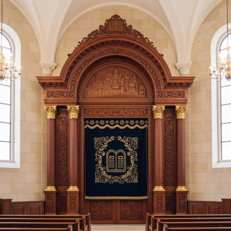 Magnificent Hand-Carved Mahogany Wood Aron Kodesh from Mulyoharjo Furniture Indonesia