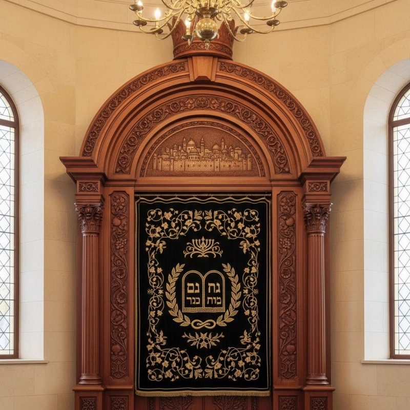 Exquisite Mulyoharjo Handcarved Mahogany Aron Kodesh Sacred Torah Ark