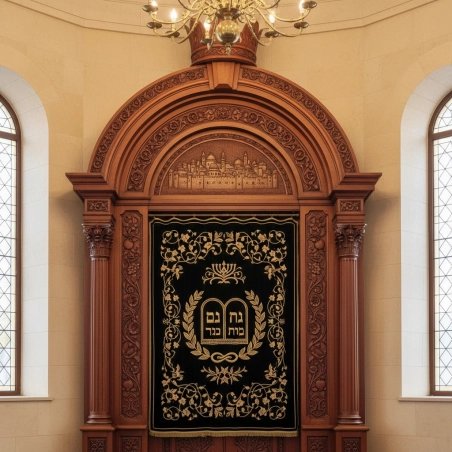 Exquisite Mulyoharjo Handcarved Mahogany Aron Kodesh Sacred Torah Ark