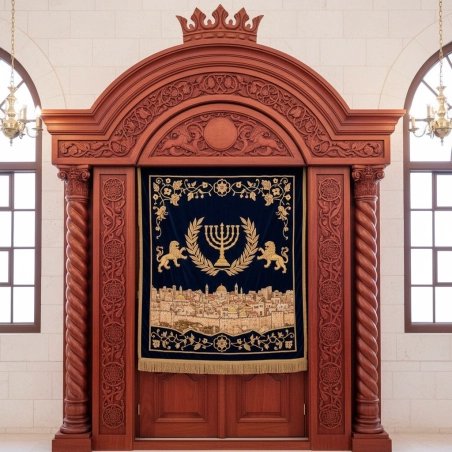 Exquisite Handcarved Mahogany Aron Kodesh Torah Ark by Mulyoharjo Furniture