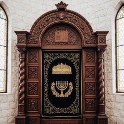 Majestic Hand-Carved Mahogany Aron Kodesh by Mulyoharjo Furniture