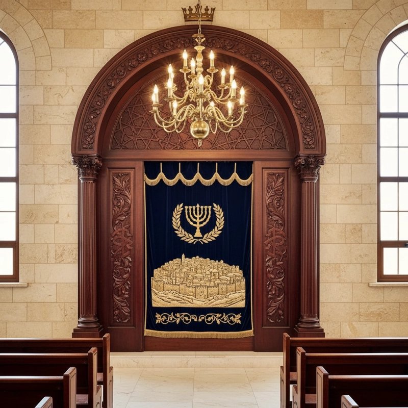 Elegant handcrafted Mahogany Aron Kodesh from Mulyoharjo Furniture Indonesia