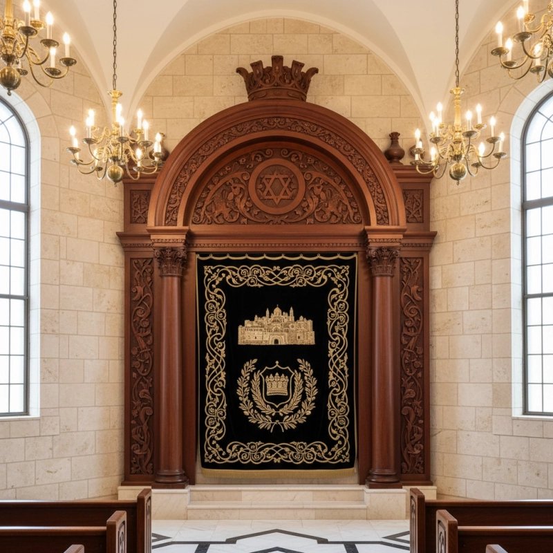 Exquisite Hand-Carved Mahogany Aron Kodesh Torah Ark by Mulyoharjo Furniture Indonesia