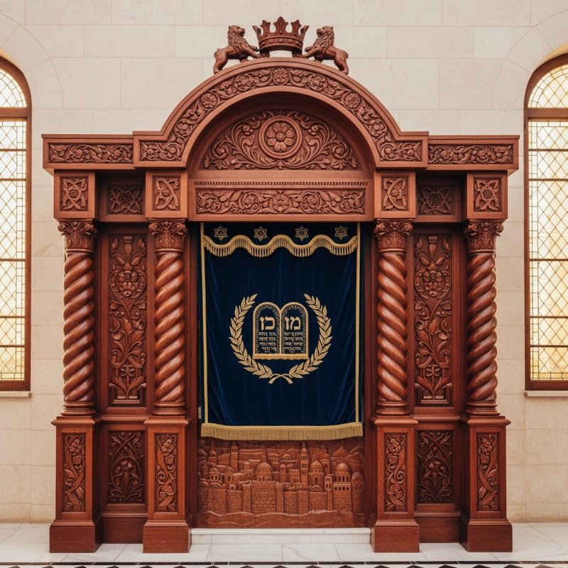 Magnificent Handcrafted Mahogany Wood Aron Kodesh by Mulyoharjo Furniture Indonesia