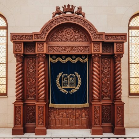 Magnificent Handcrafted Mahogany Wood Aron Kodesh by Mulyoharjo Furniture Indonesia