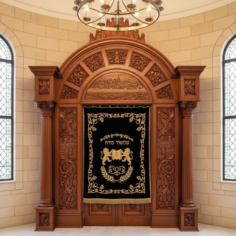 Magnificent Handcrafted Mahogany Wood Aron Kodesh from Mulyoharjo Furniture Indonesia