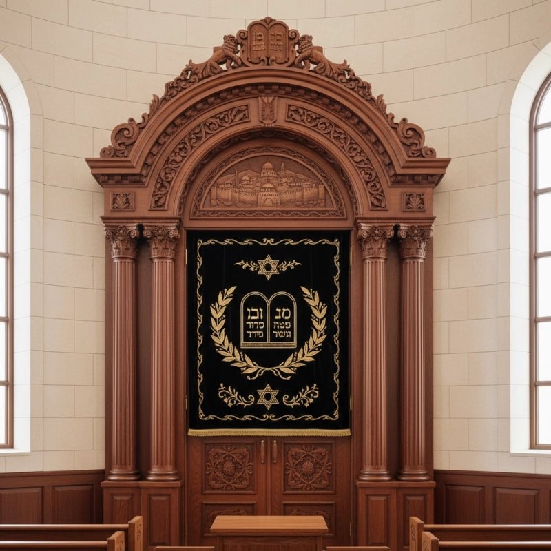 Elegant Handcrafted Mahogany Wood Aron Kodesh from Mulyoharjo Furniture Indonesia