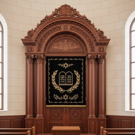 Elegant Handcrafted Mahogany Wood Aron Kodesh from Mulyoharjo Furniture Indonesia