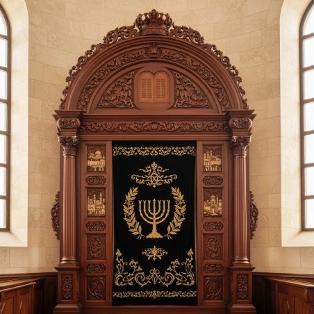 Majestic Hand-Carved Mahogany Aron Kodesh by Mulyoharjo Furniture Indonesia