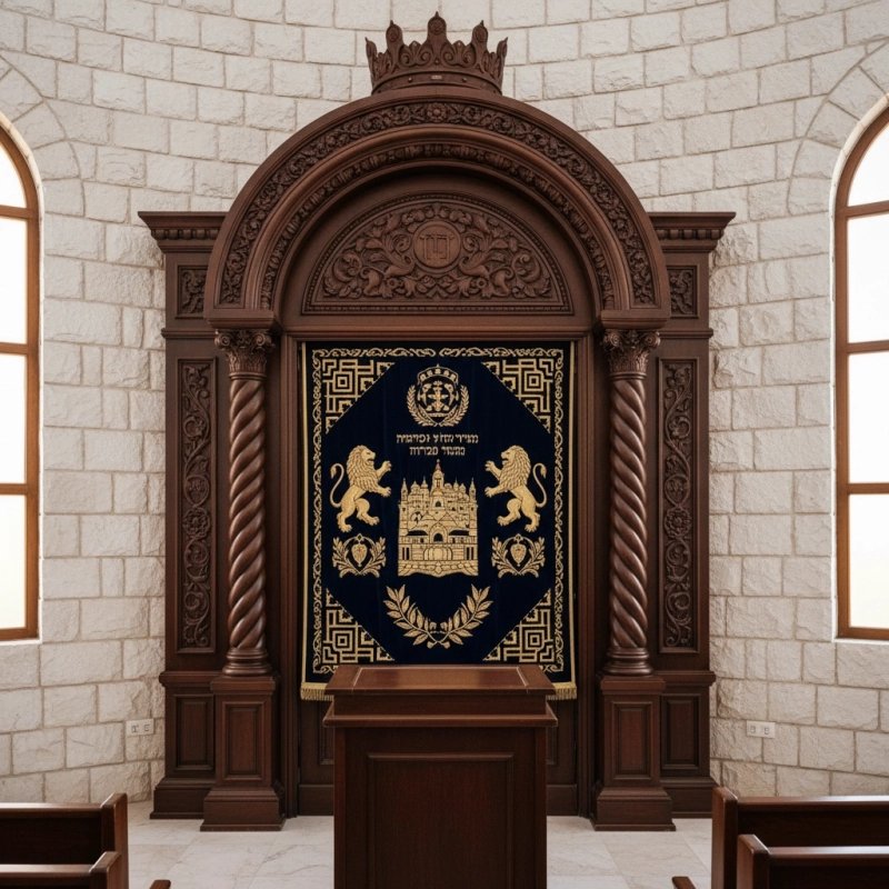 Exquisite Handcrafted Mahogany Wood Aron Kodesh Torah Ark by Mulyoharjo Furniture Indonesia