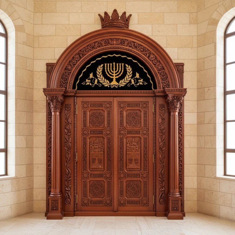 Elegant Handcrafted Mahogany Aron Kodesh from Mulyoharjo Furniture Indonesia