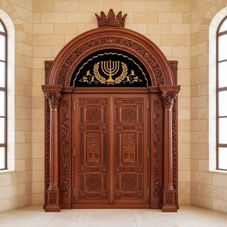 Elegant Handcrafted Mahogany Aron Kodesh from Mulyoharjo Furniture Indonesia