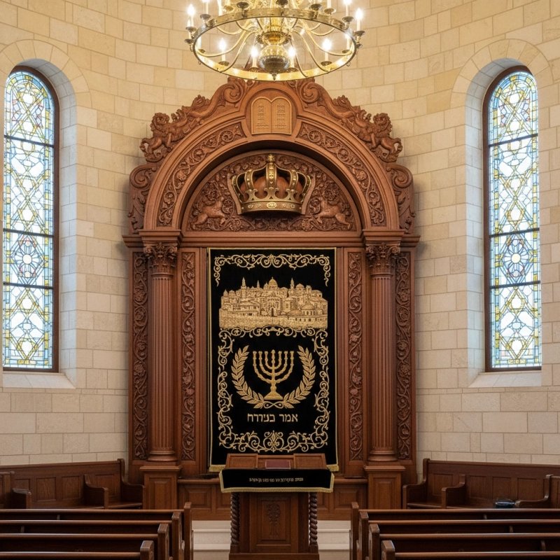 Majestic Hand-Carved Mahogany Aron Kodesh by Mulyoharjo Furniture Indonesia