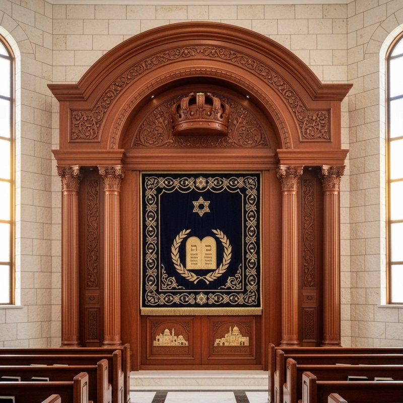 Exquisite Handcrafted Mulyoharjo Mahogany Aron Kodesh Torah Ark