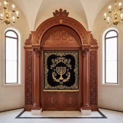 Majestic Mulyoharjo Handcrafted Mahogany Aron Kodesh a Sacred Work of Art