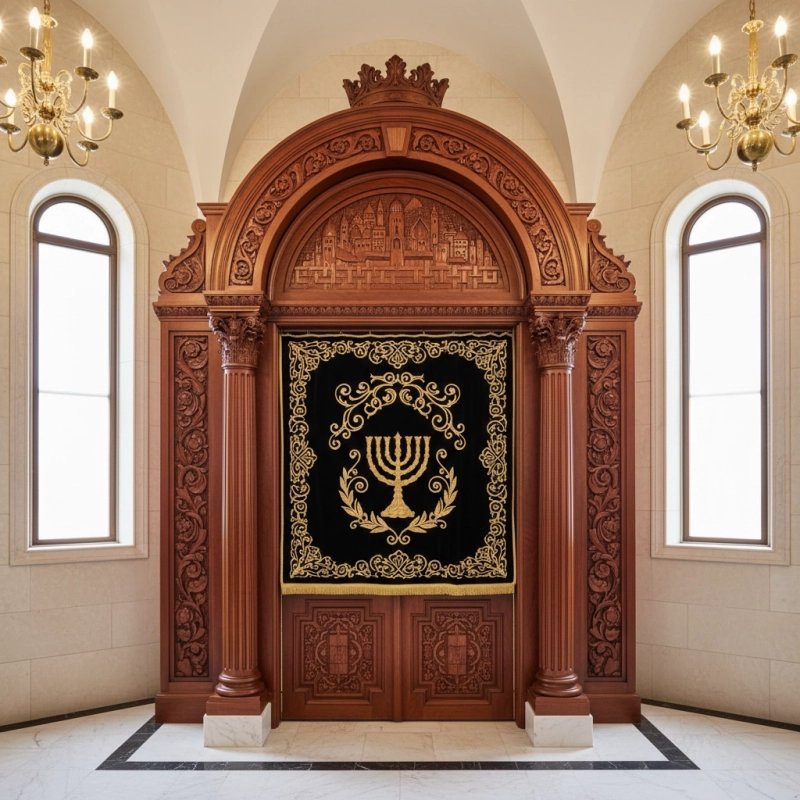 Majestic Mulyoharjo Handcrafted Mahogany Aron Kodesh a Sacred Work of Art