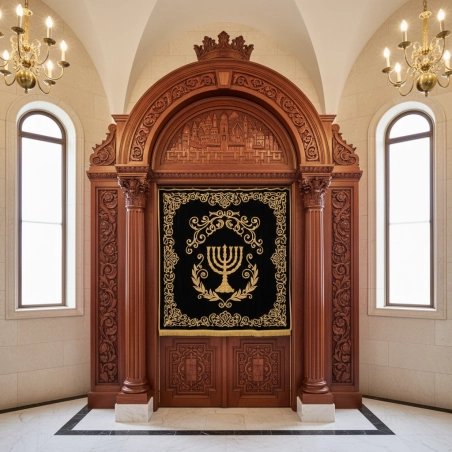 Majestic Mulyoharjo Handcrafted Mahogany Aron Kodesh a Sacred Work of Art