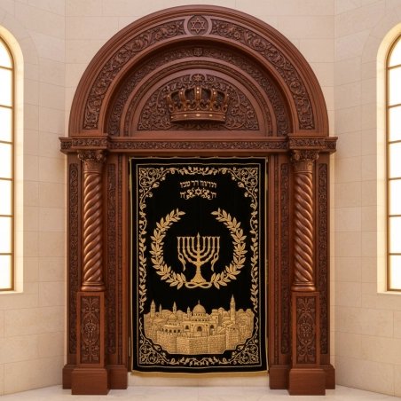 Exquisite Mulyoharjo Handcrafted Mahogany Wood Aron Kodesh Sacred Ark