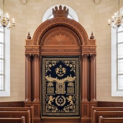 Exquisite Hand-Carved Mahogany Aron Kodesh by Mulyoharjo Furniture