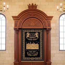 Exquisite Mulyoharjo Hand-Carved Mahogany Aron Kodesh for Sacred Spaces