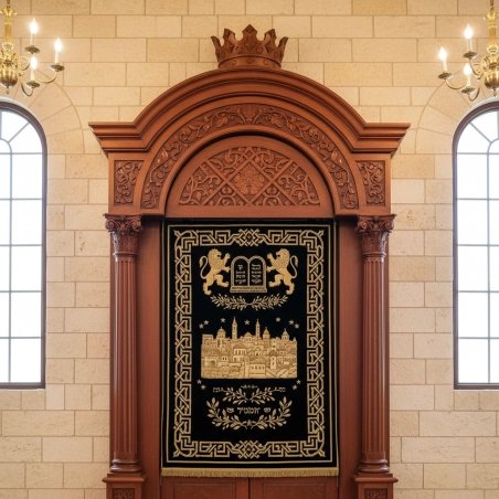 Exquisite Mulyoharjo Hand-Carved Mahogany Aron Kodesh for Sacred Spaces