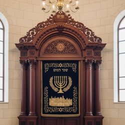Exquisite Handcrafted Mahogany Wood Aron Kodesh Torah Ark by Mulyoharjo Furniture