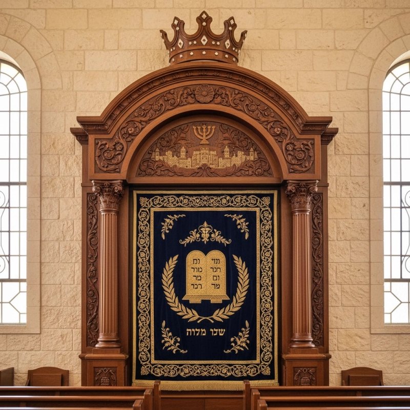 Exquisite Handcrafted Mahogany Wood Aron Kodesh Torah Ark by Mulyoharjo Furniture Indonesia