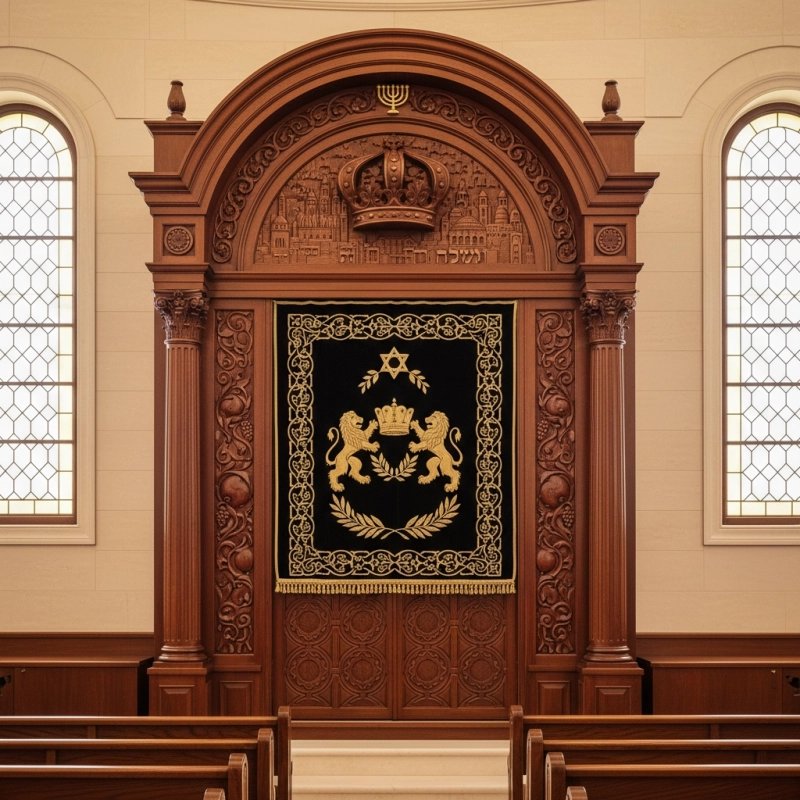 Exquisite Mulyoharjo Mahogany Wood Aron Kodesh a Sacred Torah Ark Masterpiece