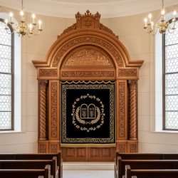 Exquisite Hand-Carved Mahogany Wood Aron Kodesh from Mulyoharjo Furniture Indonesia
