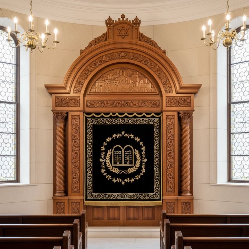 Exquisite Hand-Carved Mahogany Wood Aron Kodesh from Mulyoharjo Furniture Indonesia