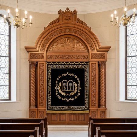 Exquisite Hand-Carved Mahogany Wood Aron Kodesh from Mulyoharjo Furniture Indonesia