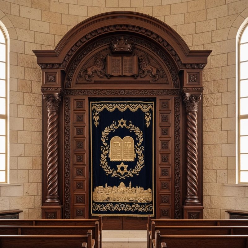 Majestic Hand-Carved Mahogany Aron Kodesh from Mulyoharjo Furniture Indonesia