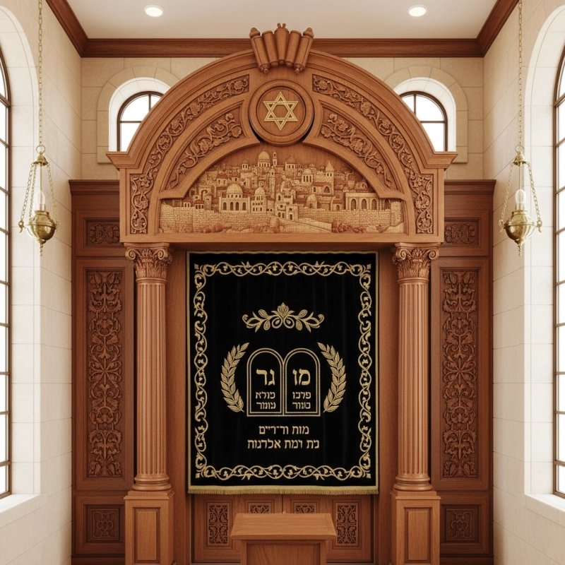 Mulyoharjo's Handcrafted Mahogany Aron Kodesh an Exquisite Torah Ark for Sacred Spaces