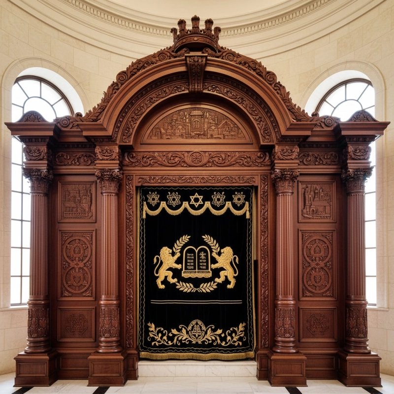 Elegant Handcrafted Mahogany Aron Kodesh from Mulyoharjo Furniture Indonesia