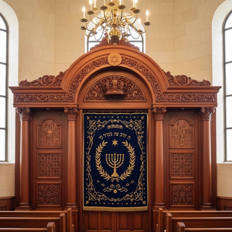 Exquisite Hand-Carved Mahogany Wood Aron Kodesh by Mulyoharjo Furniture Indonesia